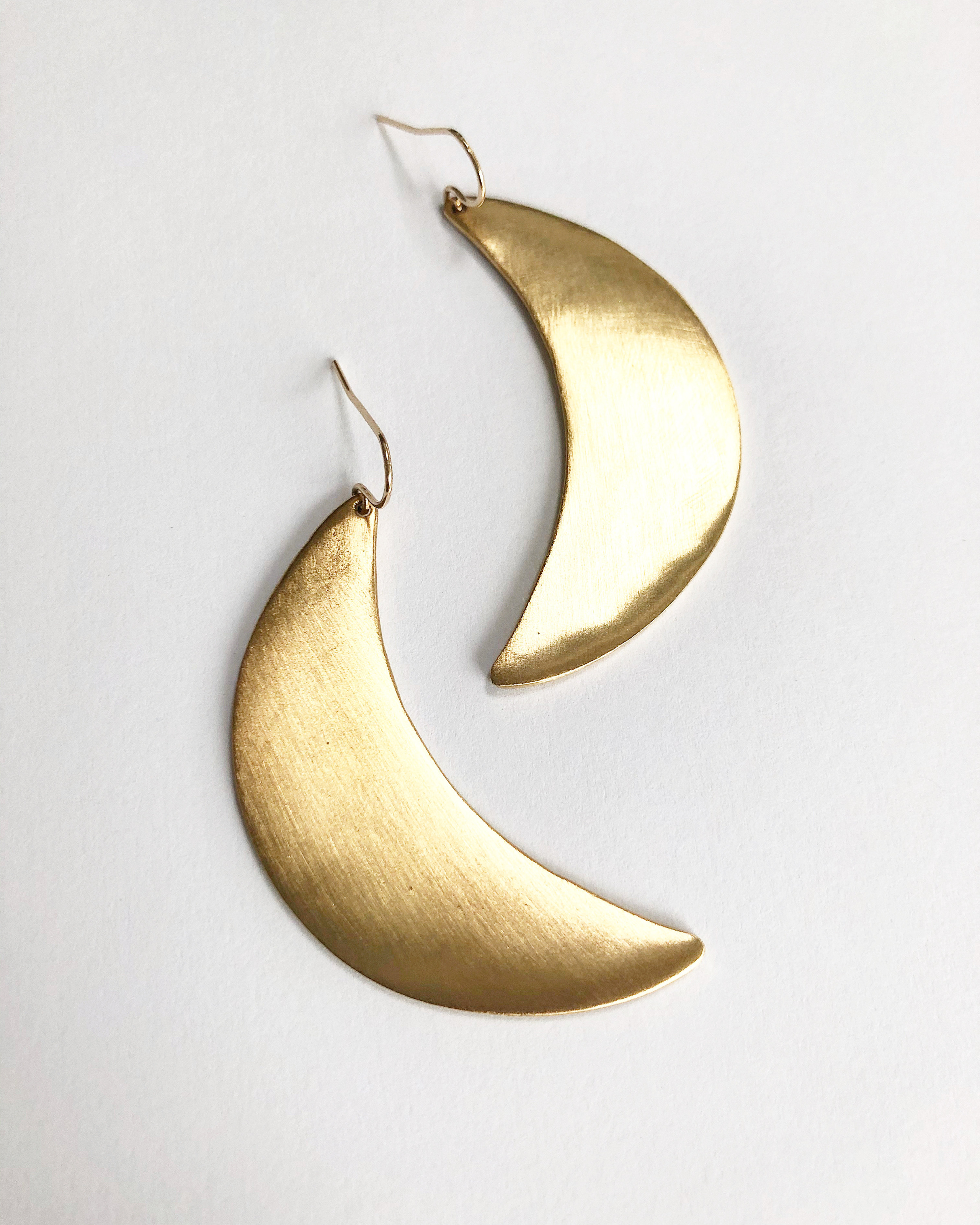 The Big Golden Crescent Moon Earrings